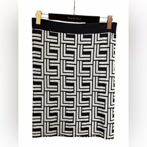 By Malene Birger Geometric baby blue and black  mini bodycon Skirt NWT size L